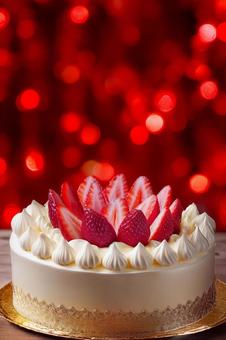 クリスマスケーキ（赤背景）の写真