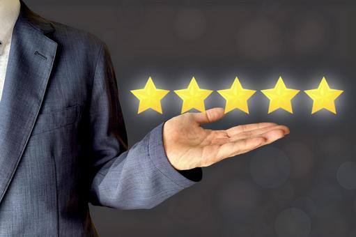 ビジネスの評価・顧客満足度 星,スター,五つ星の写真素材
