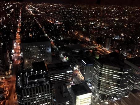 夜景 夜景 街の灯り,札幌,北海道の写真素材