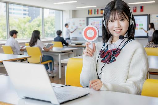 国際教育 国際教育 女子学生,高校生,制服の写真素材
