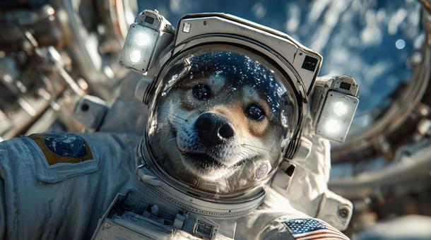 宇宙飛行士のワンちゃんの写真