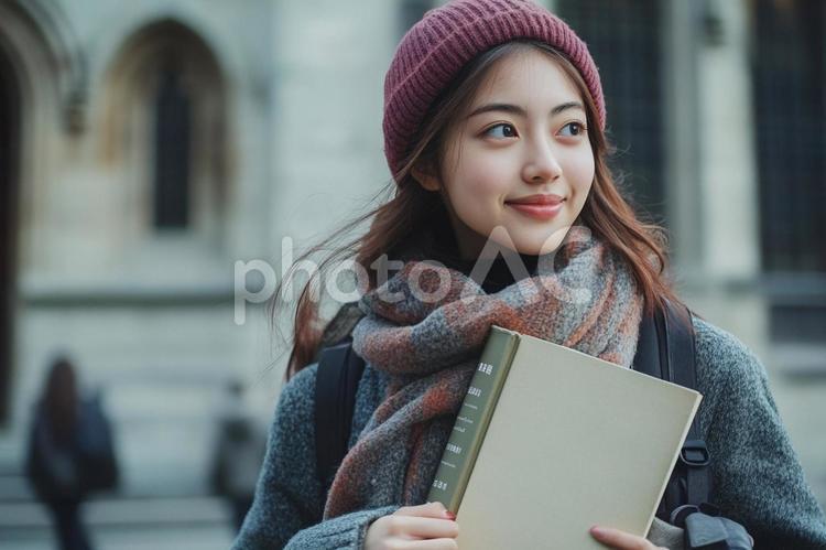 海外の大学へ留学している日本人学生 留学,学生,海外の写真素材