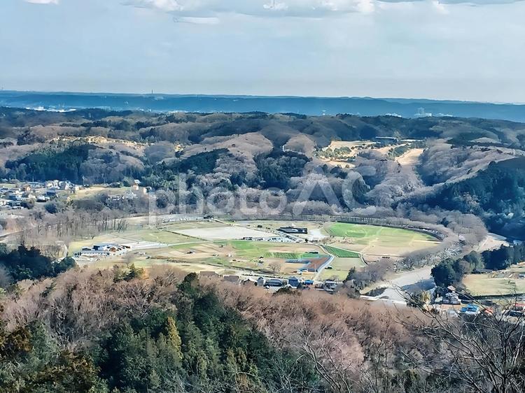 日和田山から見た巾着田 巾着田,日高,日和田山の写真素材