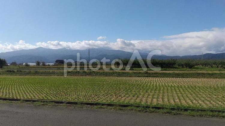 福島市　笹木野　田園地帯　秋 福島県,福島市,笹木野の写真素材