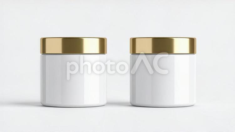 なにかの化粧品のジャータイプの容器2コ 化粧品,ジャー,クリームの写真素材
