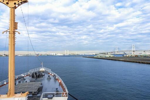 氷川丸から見た横浜港 氷川丸,山下公園,横浜の写真素材