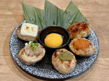 月見つくね盛り合わせ つくね,料理,食べ物の写真素材