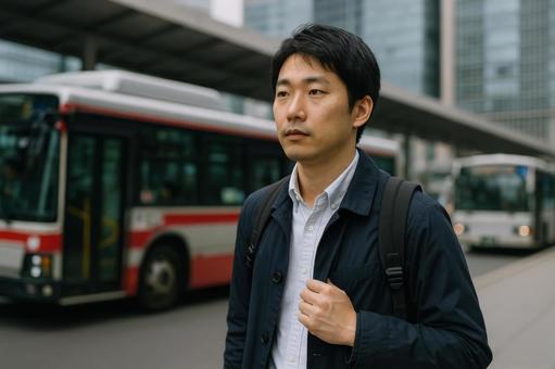 公共交通を利用する移住者 公共交通を利用する移住者の写真