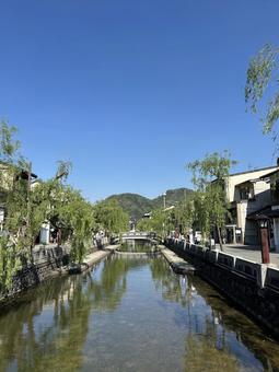 城崎温泉街 風景,背景,空の写真素材