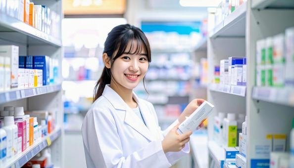 笑顔で働く薬剤師 笑顔で働く薬剤師の写真