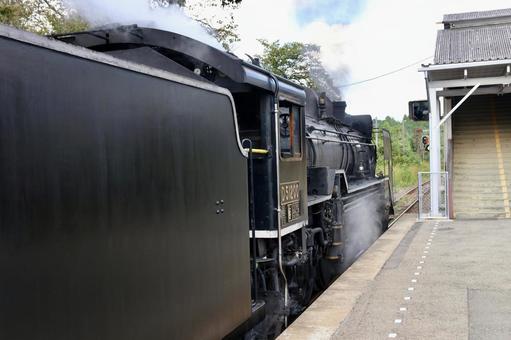 駅に停車しているSL d51,デゴイチ,蒸気機関車の写真素材