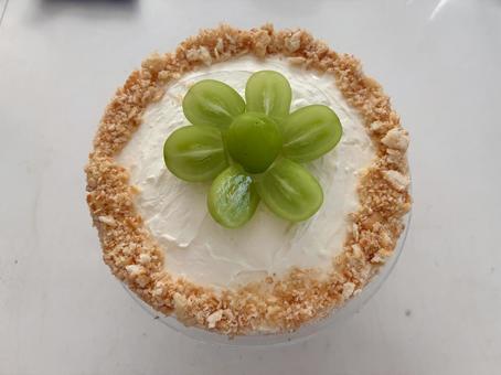 手作りケーキ ケーキ,レアチーズケーキ,シャインマスカットの写真素材