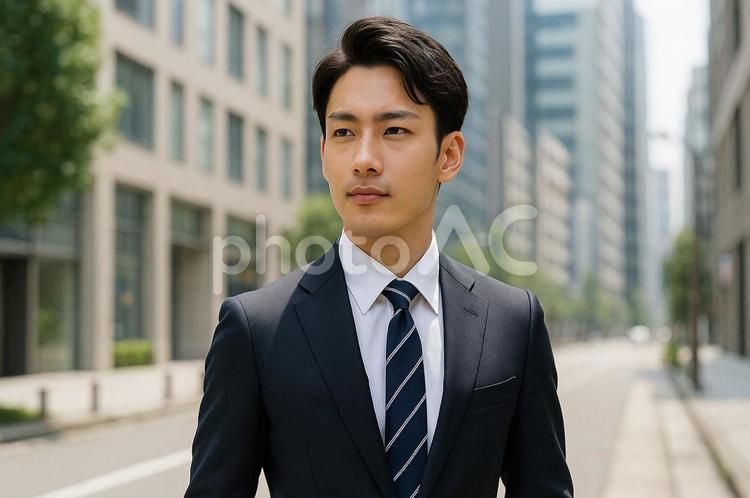 街中でスーツ姿の男性・都会のビジネスマン ビジネスマン,スーツ,男性の写真素材