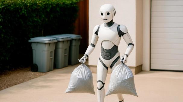 ゴミ出しをするロボットのイメージ ゴミ出しをするロボットのイメージの写真