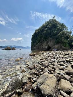 トンボロ　西伊豆 西伊豆,トンボロ,トンボロ現象の写真素材