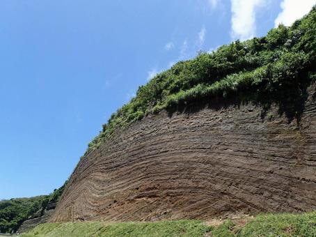 伊豆大島の地層 バームクーヘン 伊豆大島の地層 バームクーヘン 伊豆大島,伊豆大島地層,地層の写真素材