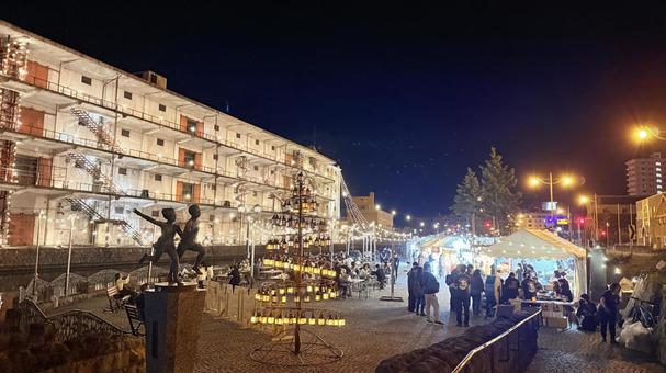 小樽夜市４ 運河,小樽,夜市の写真素材