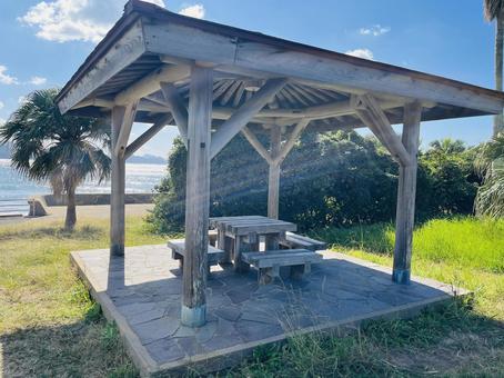 休憩所 休憩,野外,海辺の写真素材
