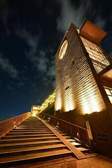 富山県富岩運河環水公園のライトアップ 夜景,風景,夜の写真素材
