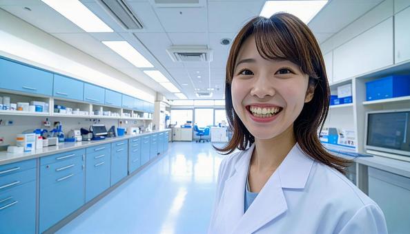 口を大きく開けて笑う女性。歯科の素材用の写真