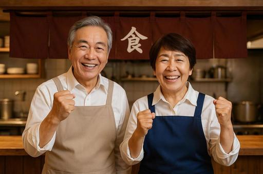 飲食店で働くシニアお年寄り 飲食店で働くシニアお年寄りの写真