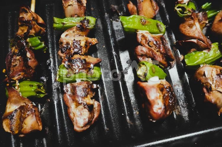 焼き鳥 レバー焼き鳥,レバー,焼き鳥の写真素材