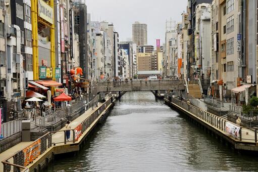 道頓堀の風景 大阪,難波,道頓堀の写真素材