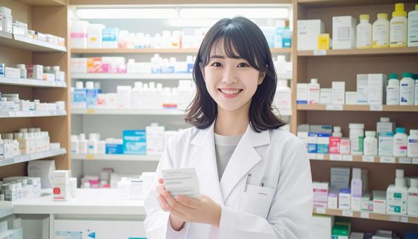 笑顔で働く薬剤師 笑顔で働く薬剤師の写真