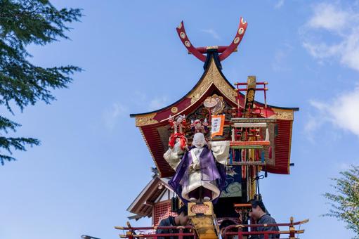 高山祭の布袋のからくり からくり人形,晴れ,からくりの写真素材