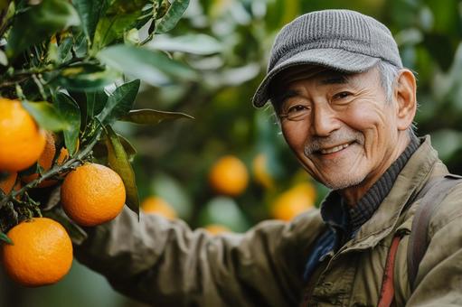 柑橘を育てる農家の男性のイメージ 柑橘を育てる農家の男性のイメージの写真