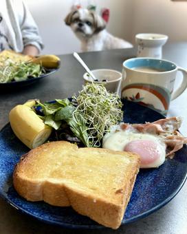 Holiday breakfast and my dog, JPG