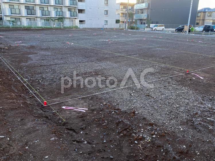 共同住宅建設工事の縄張り 縄張り,住宅建設,共同住宅の写真素材