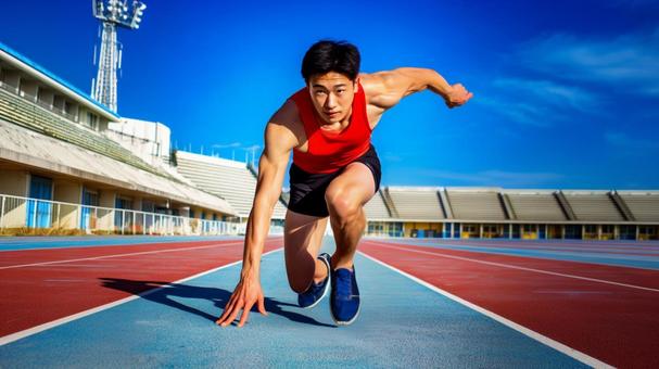陸上競技を楽しむ若い男性11 陸上競技を楽しむ若い男性11の写真