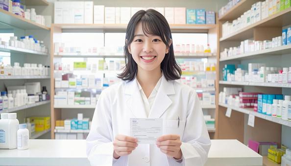 笑顔で働く薬剤師 笑顔で働く薬剤師の写真
