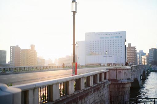 新潟市街地 新潟市,新潟県,信濃川の写真素材