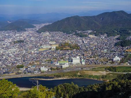 【岐阜県】岐阜市・岐阜城からの風景 長良川,岐阜城,天守閣の写真素材