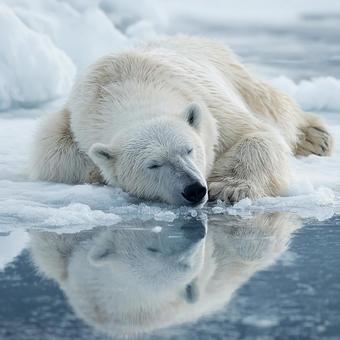 北極の静寂:眠るシロクマの姿 北極の静寂:眠るシロクマの姿の写真