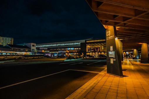 【福井】夜の敦賀駅周辺 福井,敦賀,敦賀駅の写真素材