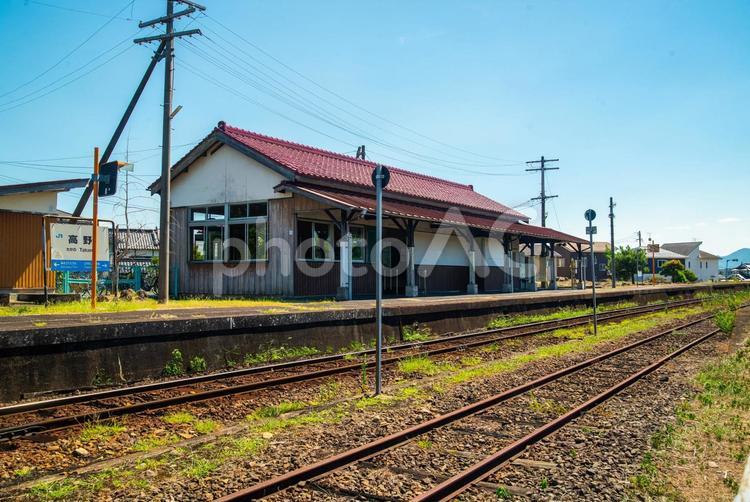 田舎の駅　因美線高野駅 駅,駅舎,ホームの写真素材