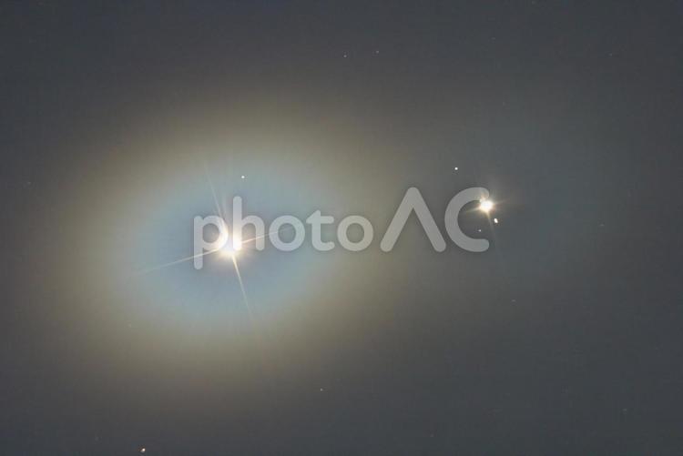 金星と木星②・天体 金星,木星,並ぶの写真素材