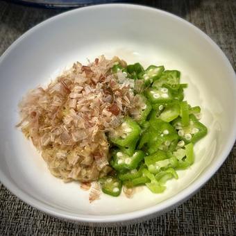 刻み葱オクラとひきわり納豆 刻み葱オクラとひきわり納豆 旦那飯,男の料理,手料理の写真素材