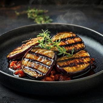 焼きナスの香ばしいグリル料理 焼きナスの香ばしいグリル料理の写真