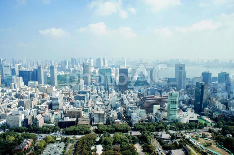 東京タワーからみた汐留方面の景観 東京タワー,汐留,東京の写真素材