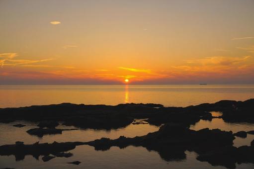 Photo, setting sun, sunset, evening landscape, 