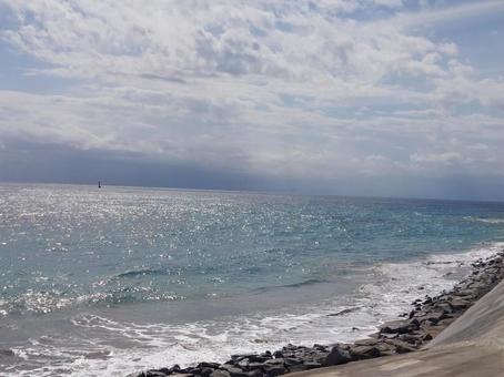 波6 太平洋,海,高波の写真素材