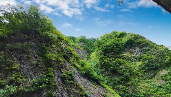 緑の山と青空 緑の山と青空 山,青空,雲の写真素材