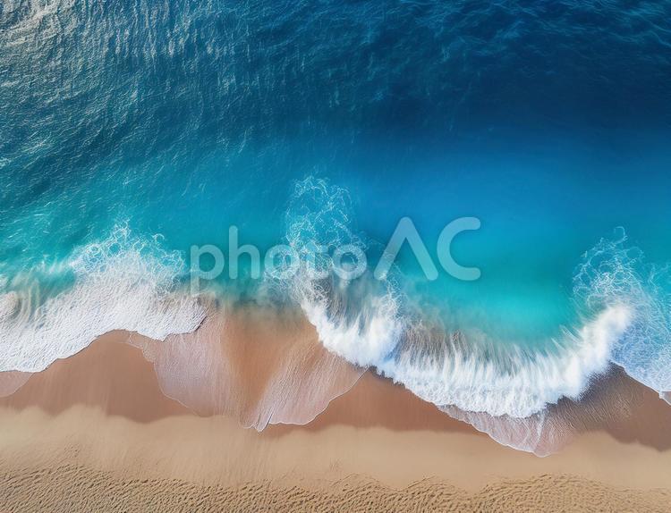 上から見たコバルトブルーの夏の海 海,エメラルドグリーン,夏の写真素材
