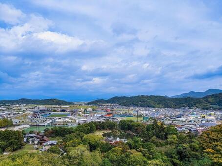 彦根城天守閣から北東方面の眺望 彦根城,天守閣,玄宮園の写真素材