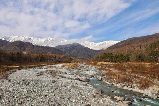 雪　山　白馬 山,空,晴天の写真素材