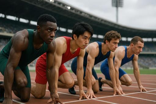 スタートラインの選手 スタートラインの選手の写真